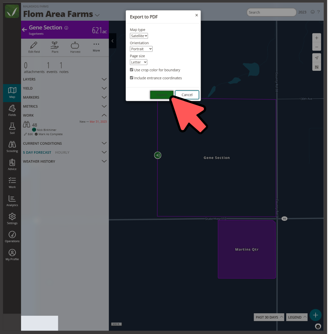 Downloading your field(s) to a PDF file FarmQA