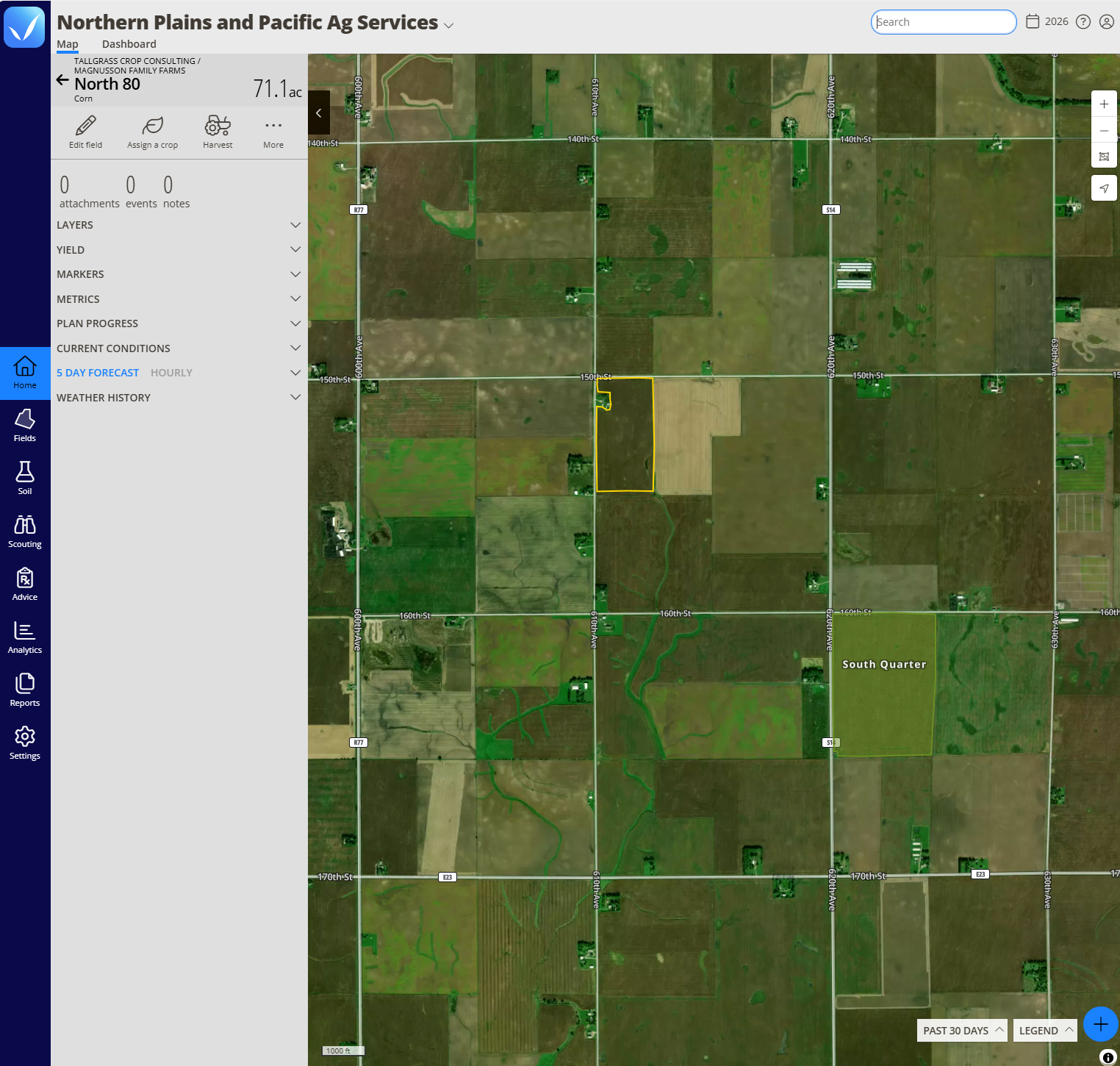 The field pane on the Home map with the Edit field button