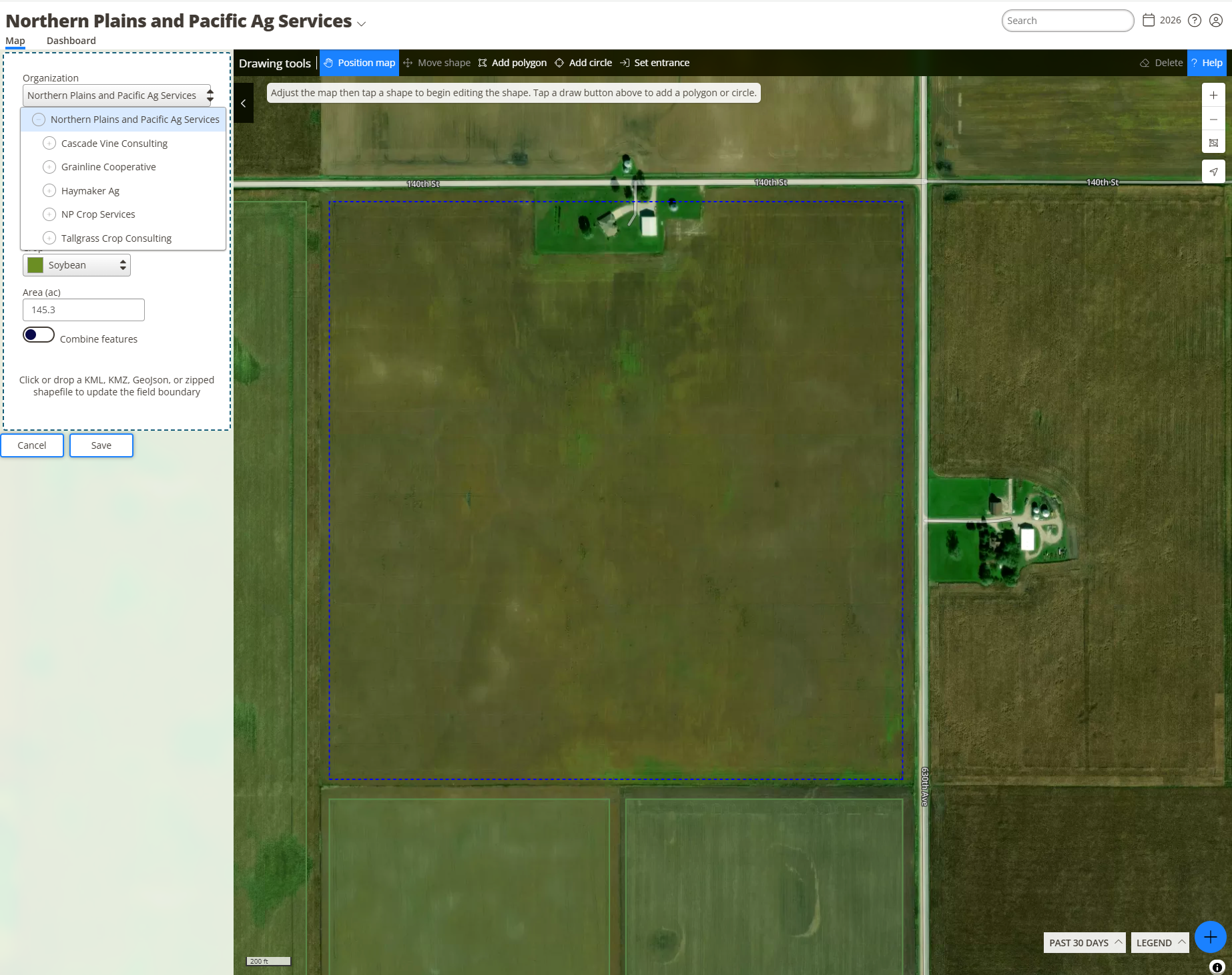 Map panel with organization drop down 